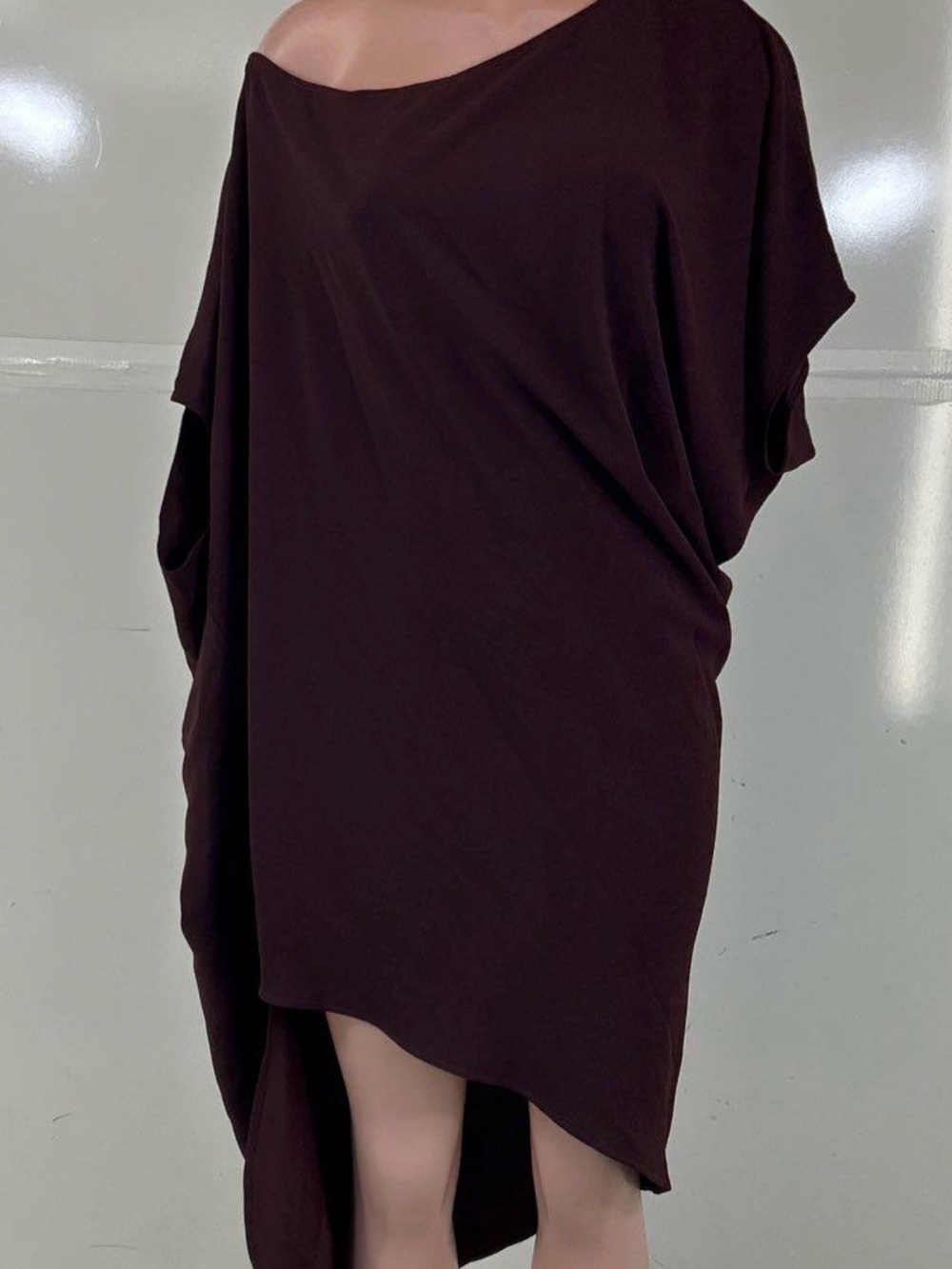 Trina Turk Asymmetrical Off-Shoulder Dress in Plum